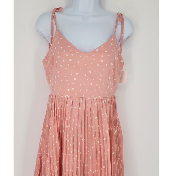 VICI Polka Dot Pleated Midi Sundress Pink White Women’s Size Medium - Picture 4 of 11
